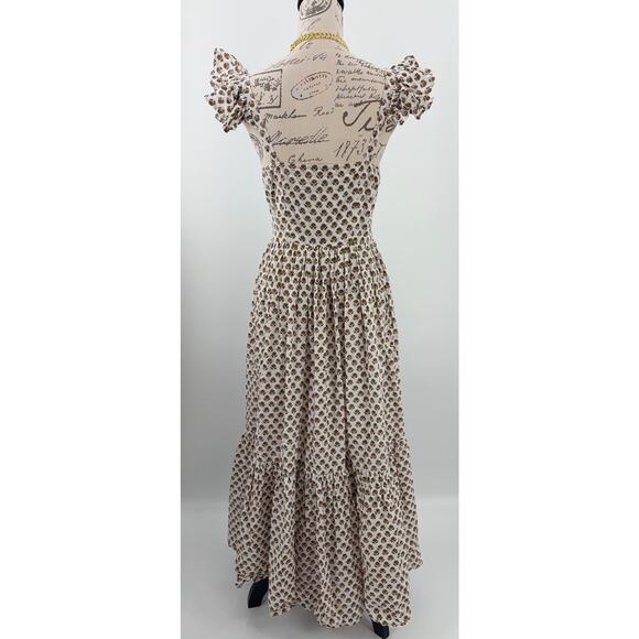 B51 Daughters of India Manjari Maxi Dress Floral XS Ruffle Boho Cottage Flowy - Picture 6 of 11